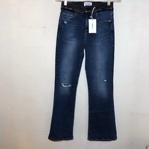 NEW Frame Le Crop Mini Boot Distressed Mid Rise Contrasting Waist Sz 26